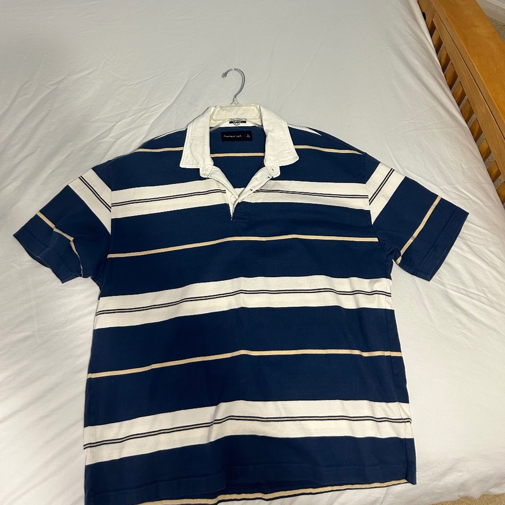 Abercrombie Oversized Blue Polo Shirt - Large